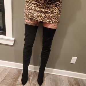 Thigh high suede boots